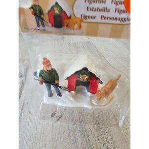 Lemax dog house dog kid shovel new village Xmas 2014